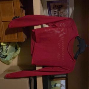 Red mesh crop tops